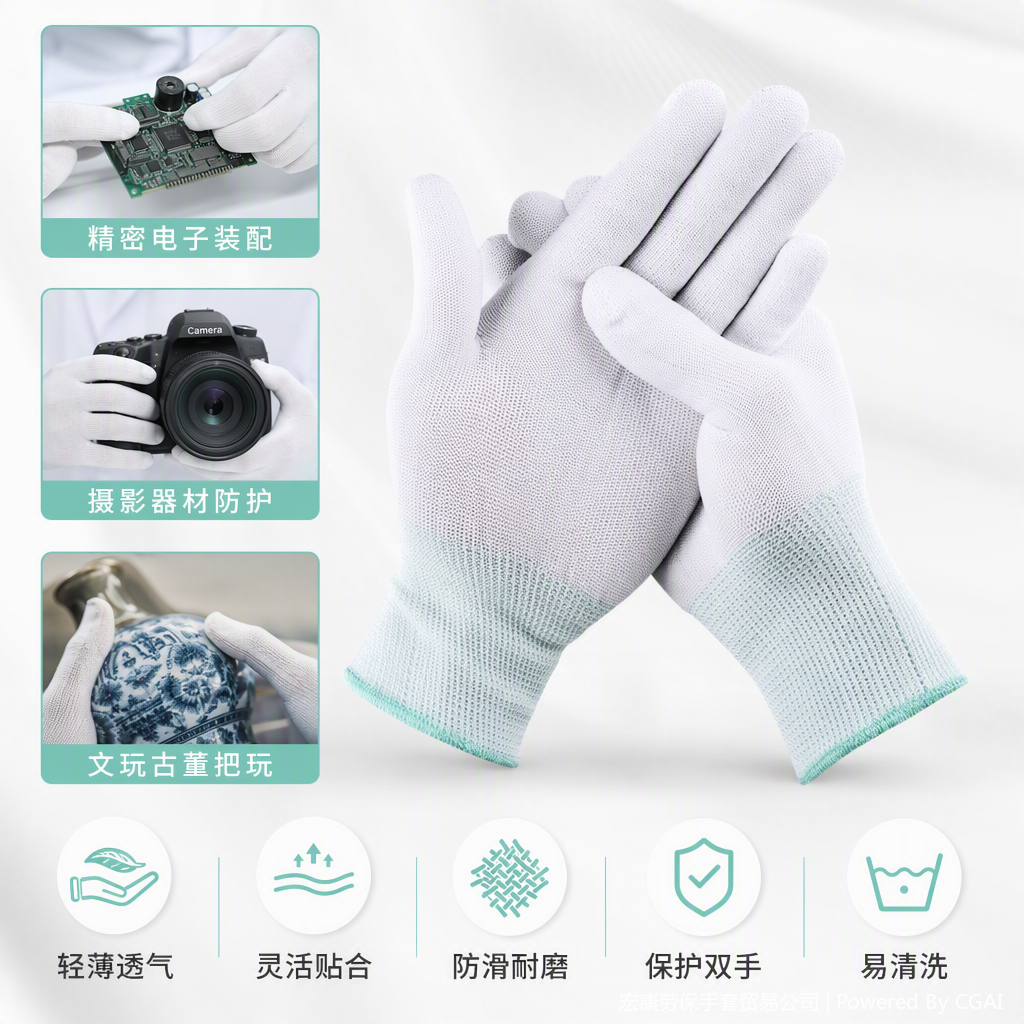 Guantes blancos suaves transpirables antideslizantes resistentes al desgaste múltiples escenas de trabajo suministros de protección laboral cómodos para las manos
