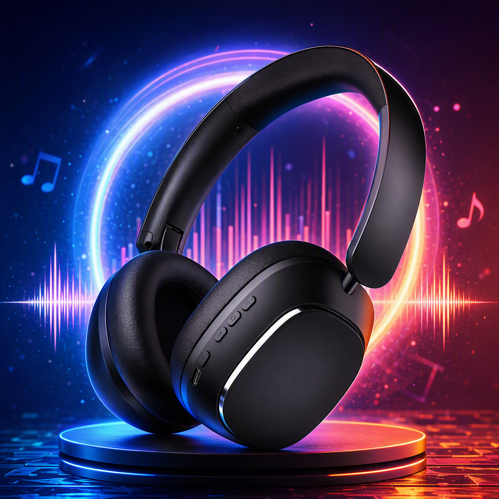 High-quality black over-ear earphone packaging box, portable and durable storage box, compatible with multiple styles, simple and fashionable design Specification image