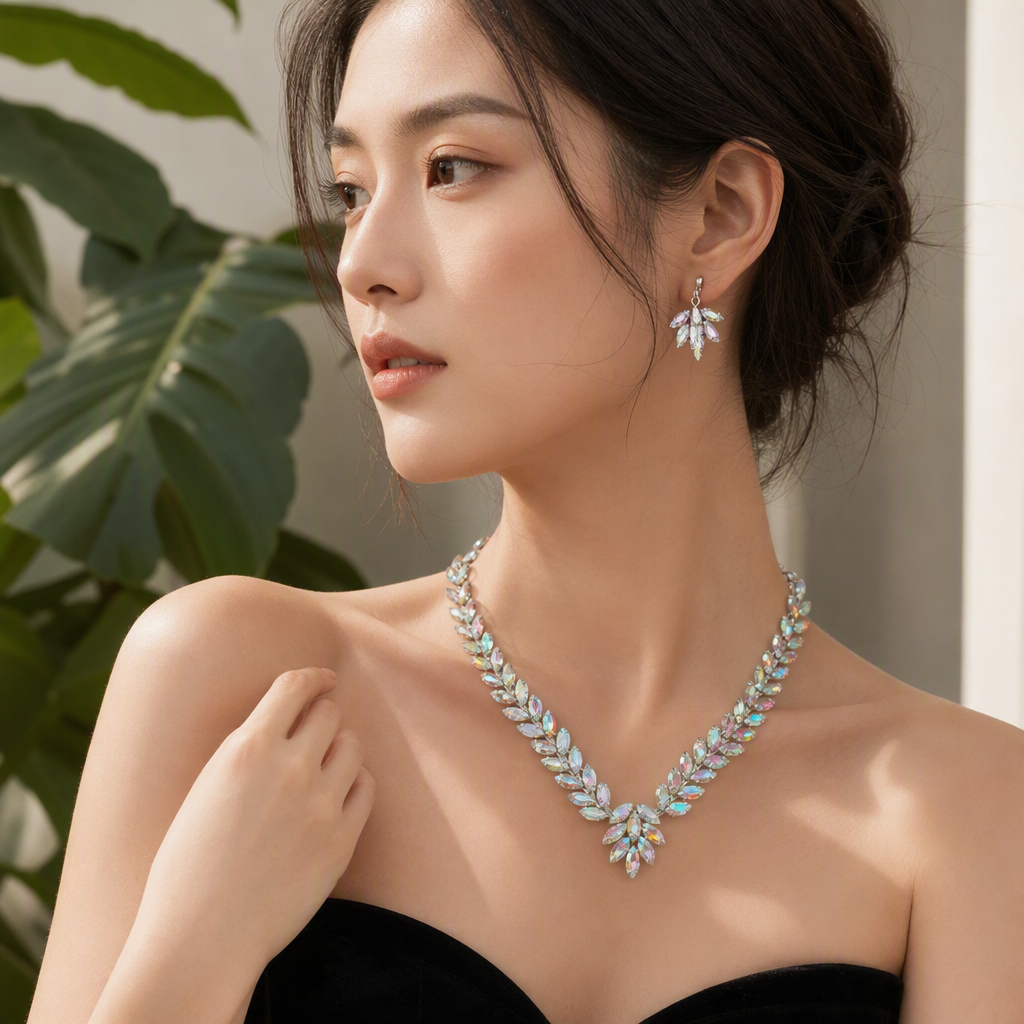 Color blade decorativo collar pendientes set details Picture