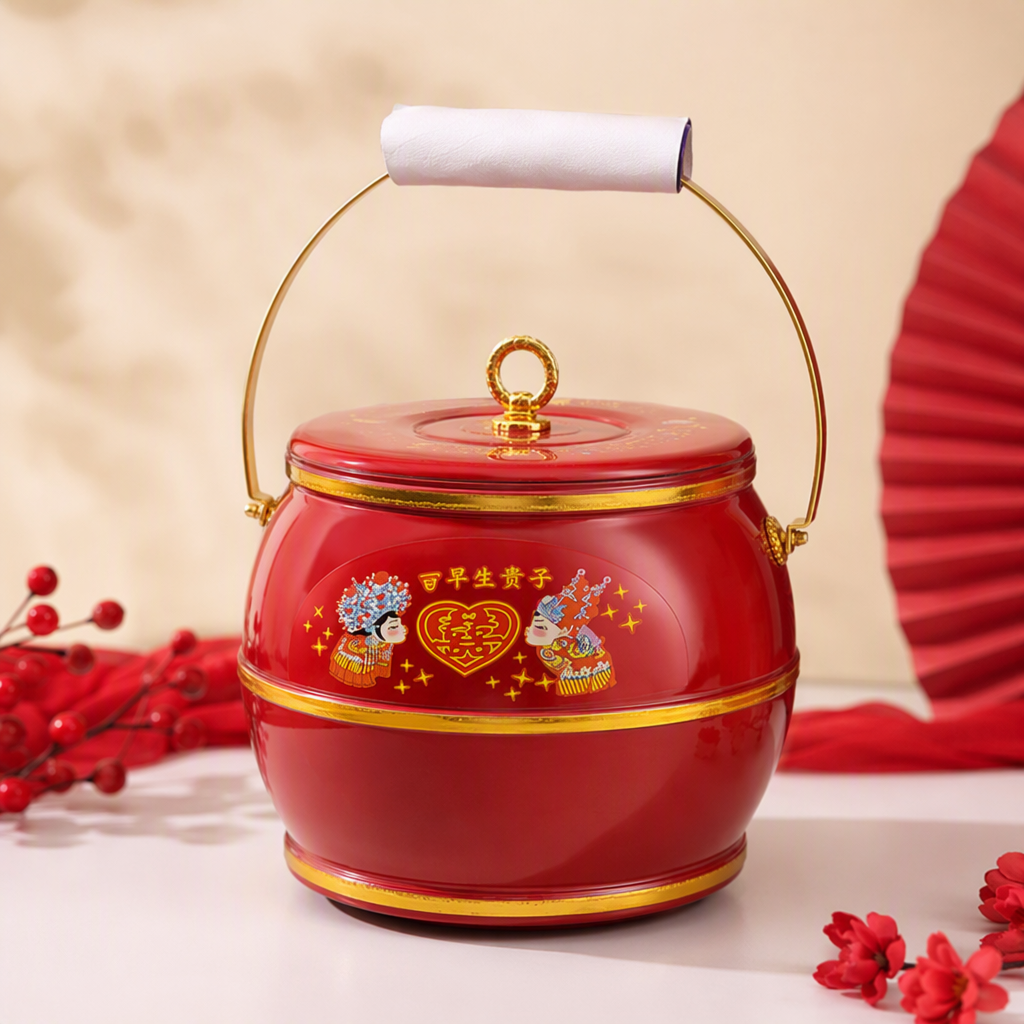 Cesta roja caja de regalo paquete portátil regalo de vacaciones cálido y práctico año nuevo decoración festiva