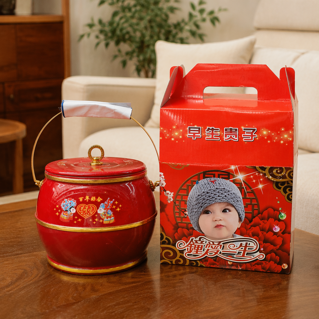 Cesta roja caja de regalo paquete portátil regalo de vacaciones cálido y práctico año nuevo decoración festiva details Picture