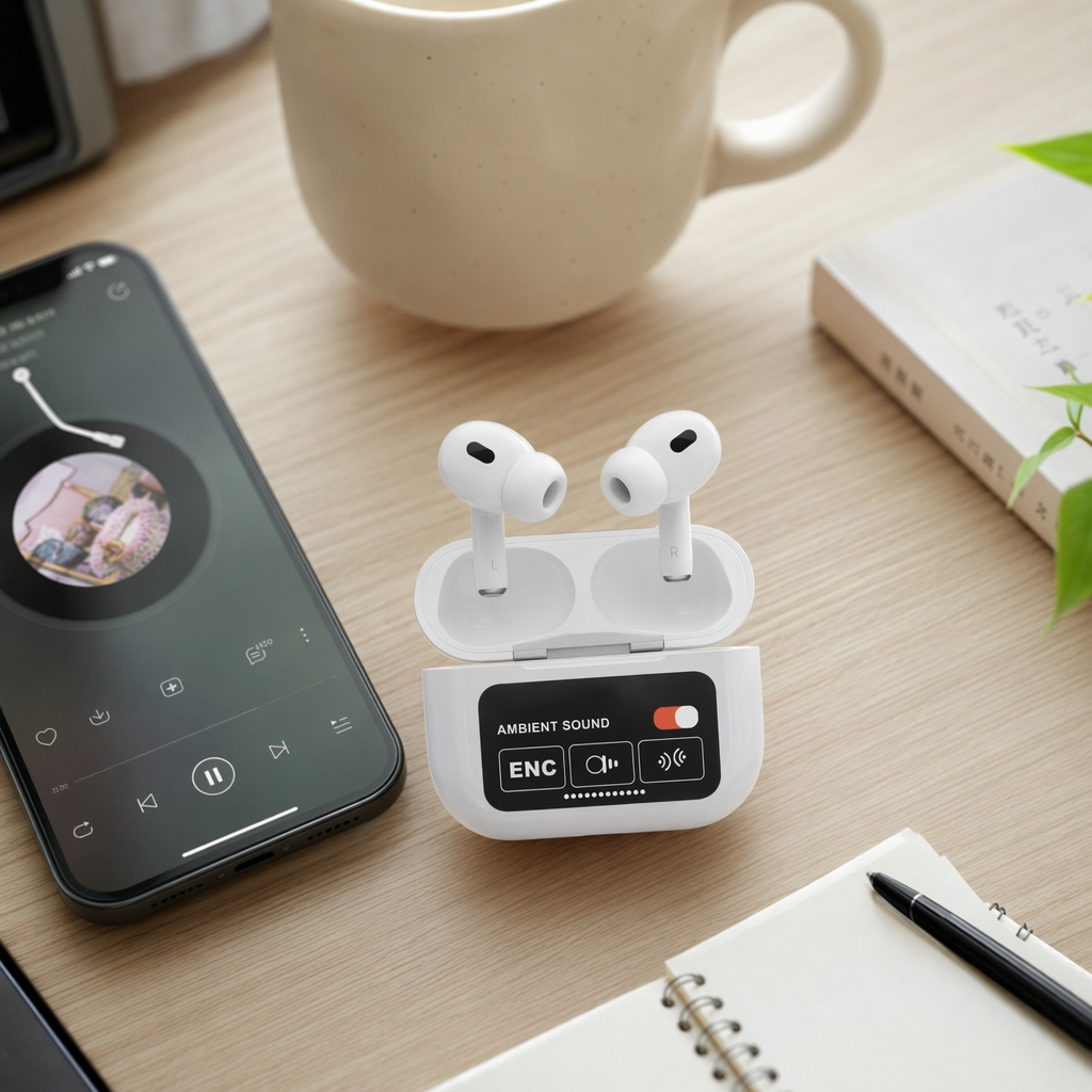 The white wireless earphone storage case, portable earphone protection case and earphone accessory storage bag are simple and fashionable details Picture