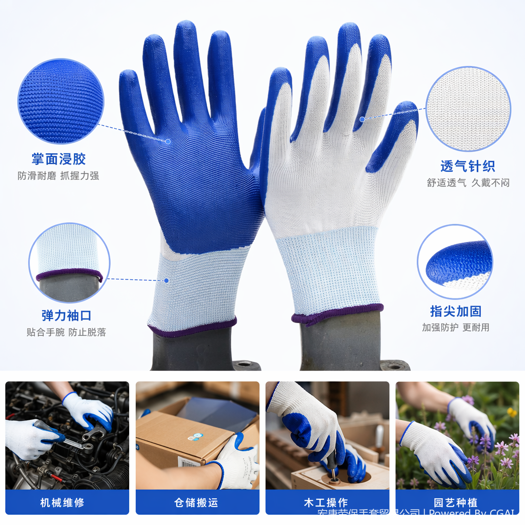Guantes azules impermeables duraderos guantes de limpieza de cocina guantes de protección resistente al aceite resistente a la corrosión guantes de protección laboral unisex