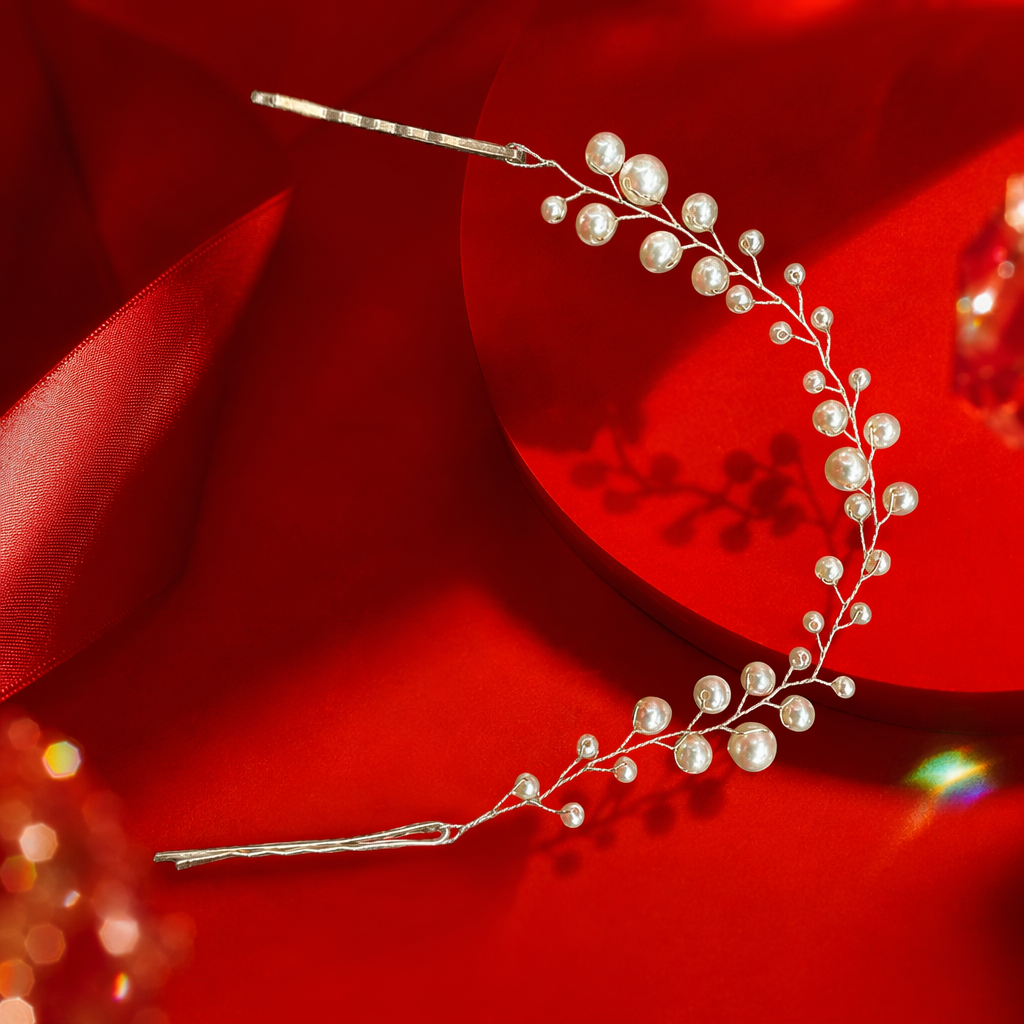 The golden pearl hairpin decoration is an elegant and stylish headwear for ladies, versatile and fashionable Specification image