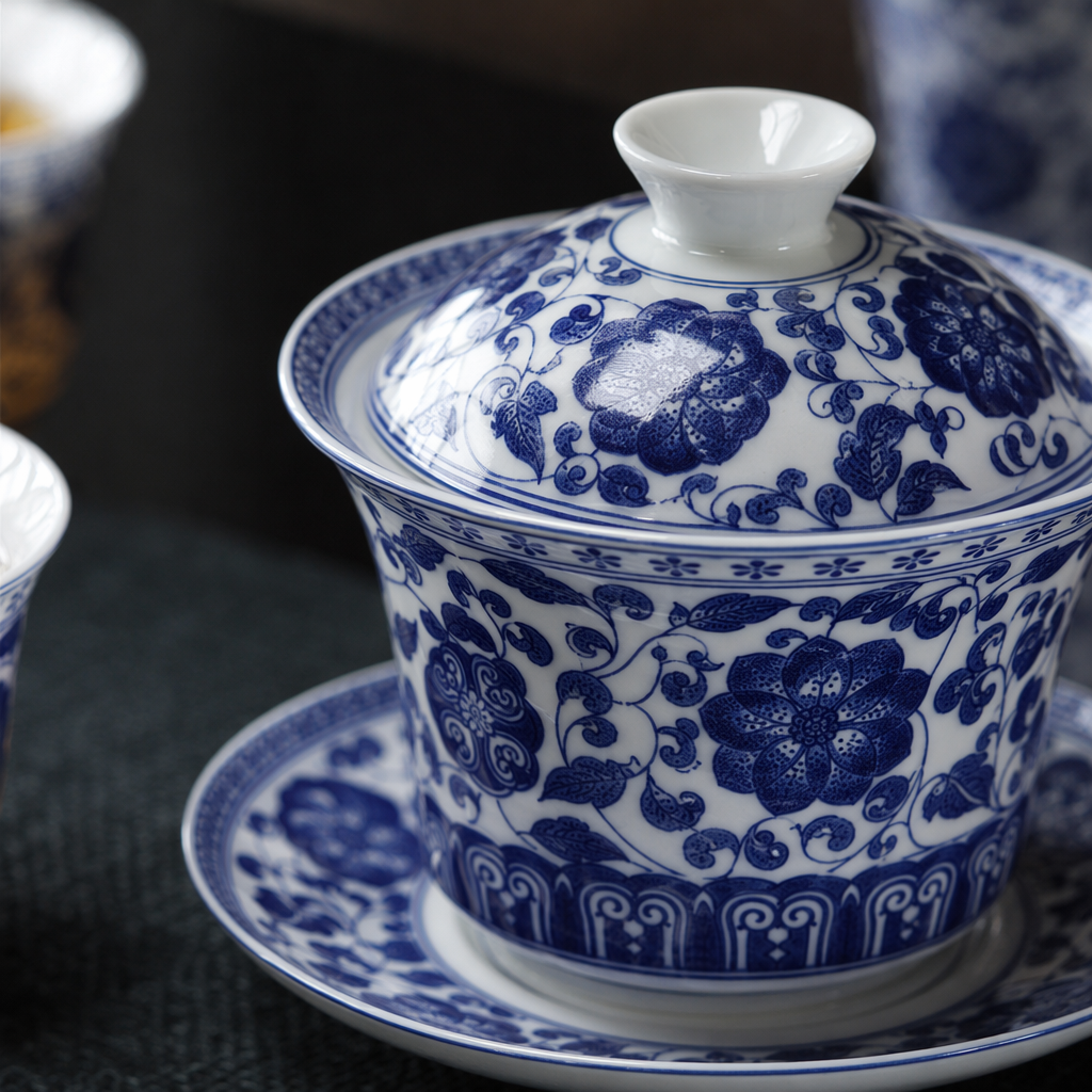 Blue and white porcelain tea set, ceramic Gongfu tea set gift box, home and office tea ceremony supplies Application Scenario