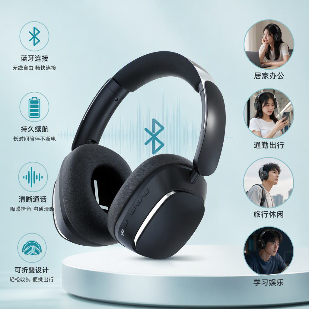 The high-end black over-ear earphone packaging box is portable and durable, suitable for multiple earphone storage boxes. The design is simple and fashionable