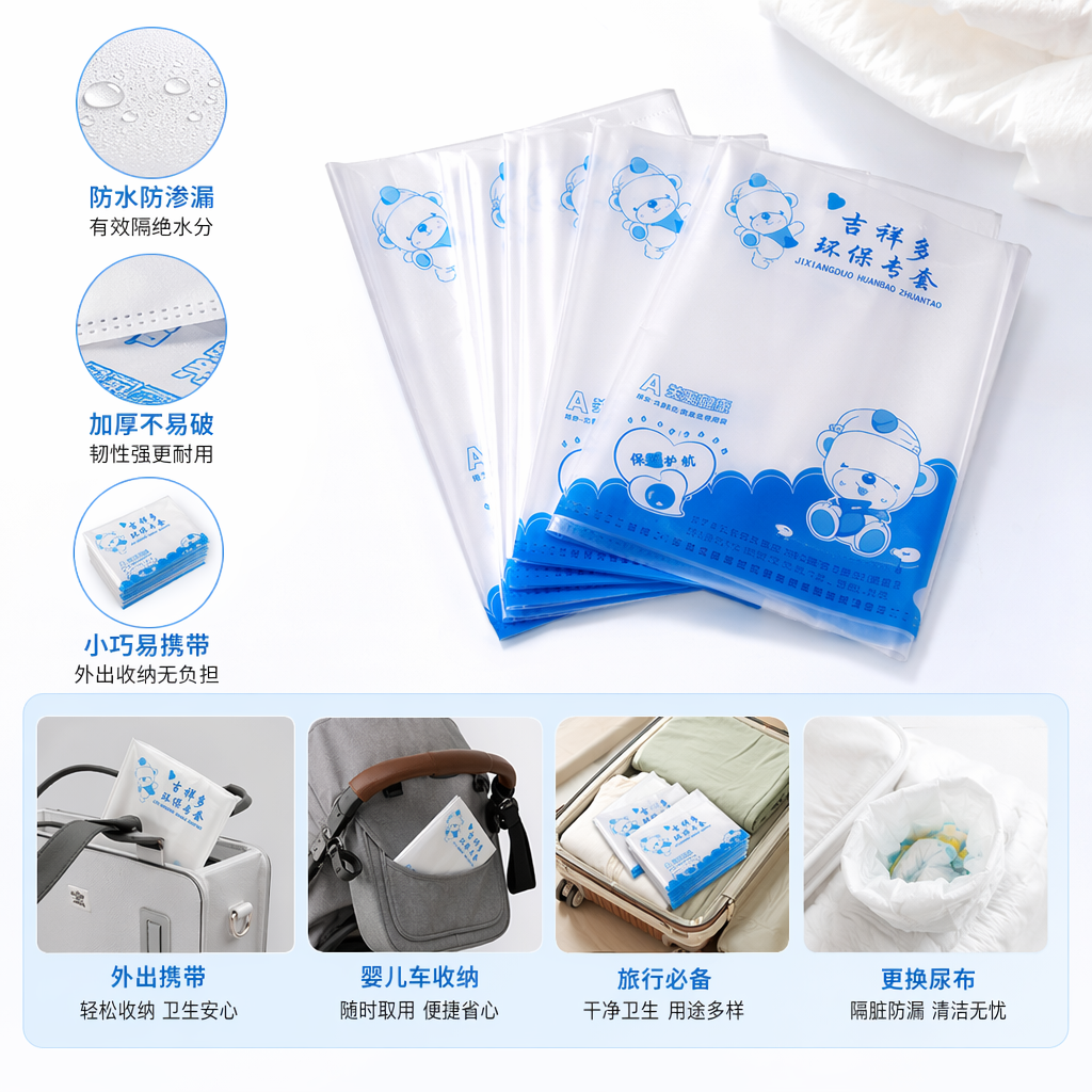 可爱卡通蓝色环保文件袋办公资料收纳袋学生文件夹整理包简约时尚