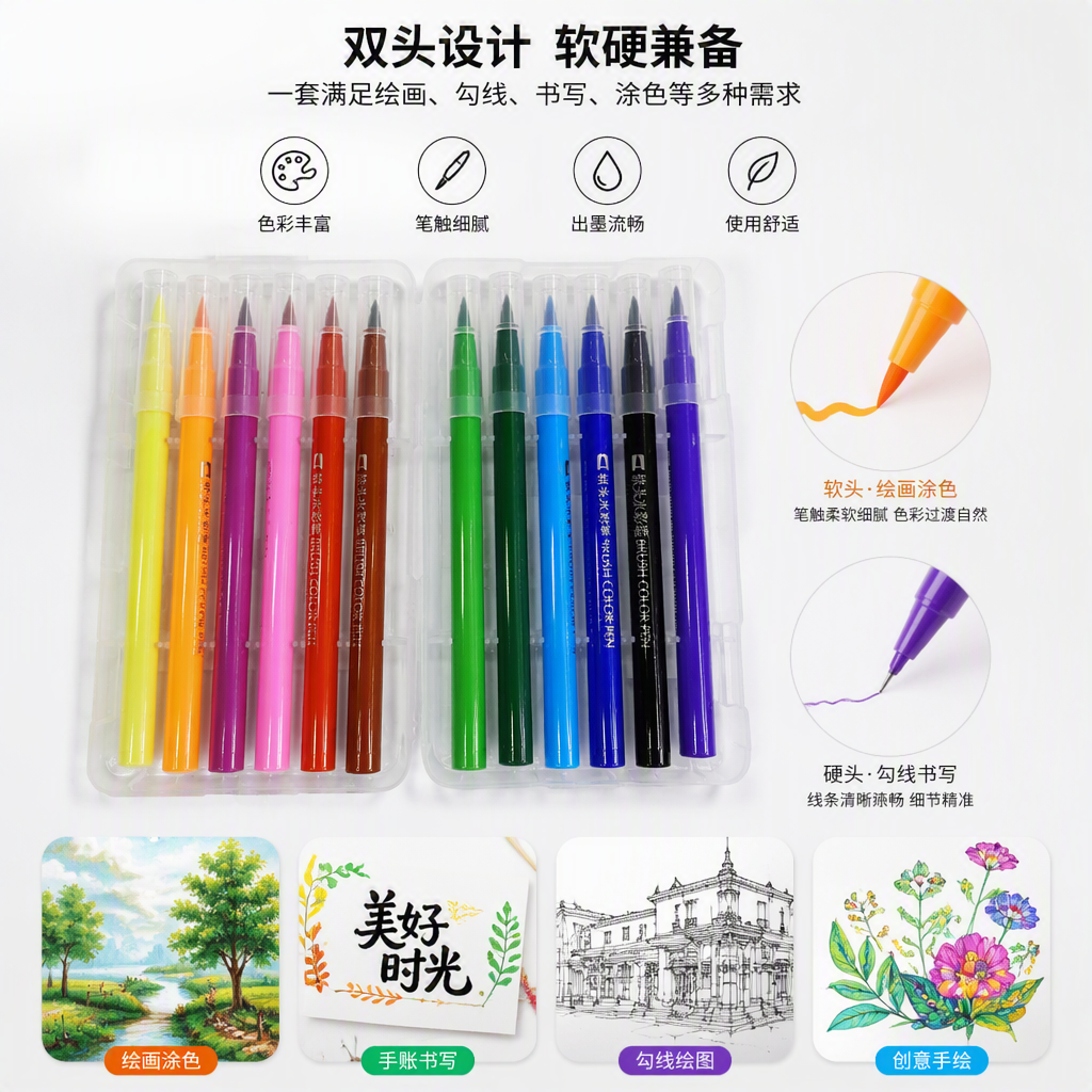 Colorful watercolor pen set, special for children's painting, student painting tools, creative handmade colored pen gift box