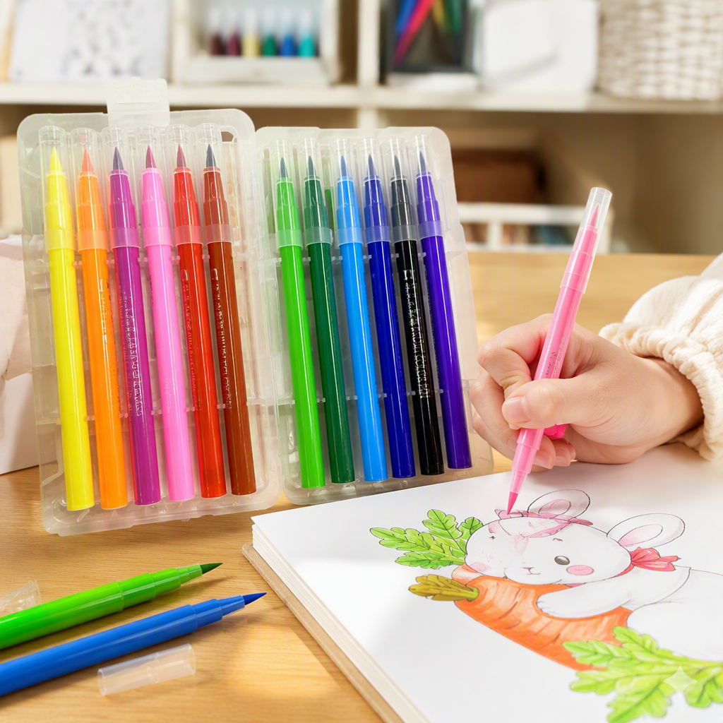 Colorful watercolor pen set, special for children's painting, student painting tools, creative handmade colored pen gift box details Picture