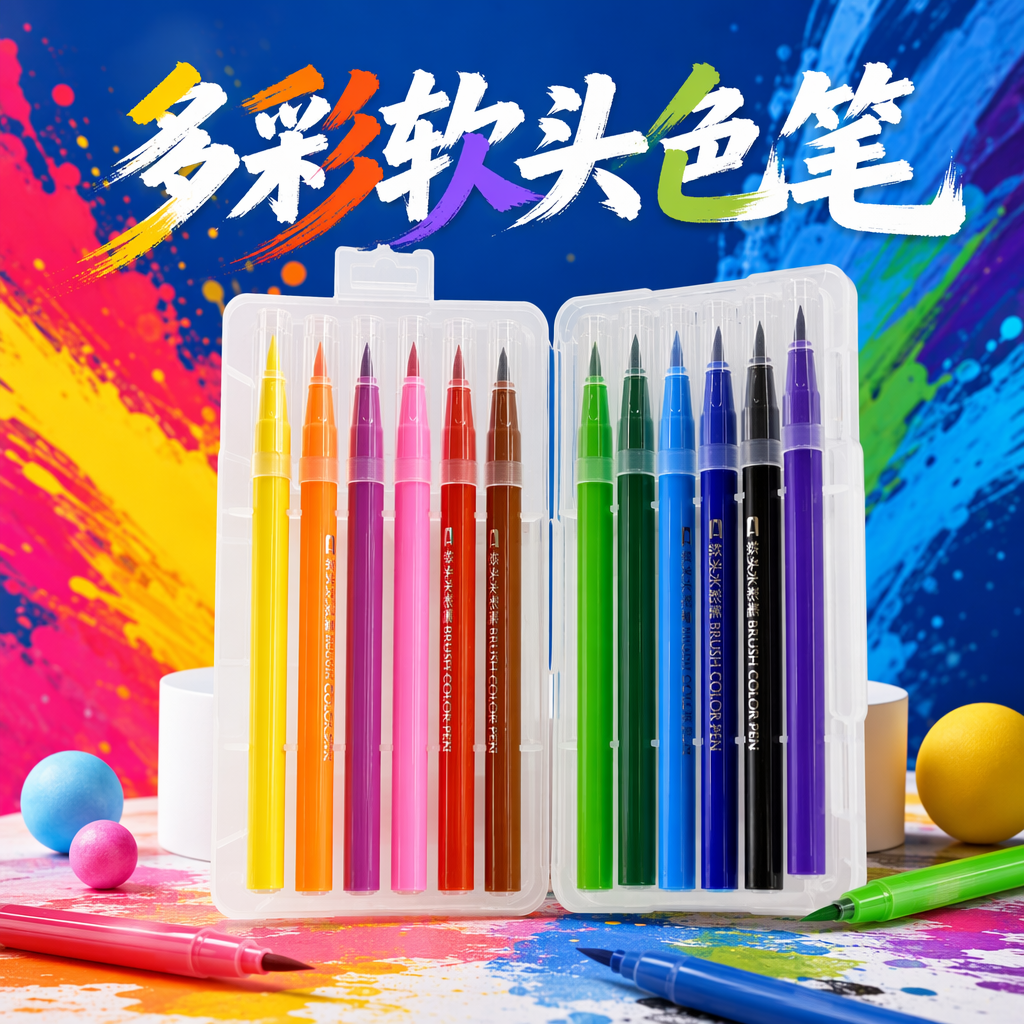 Colorful watercolor pen set, special for children's painting, student painting tools, creative handmade colored pen gift box Specification image