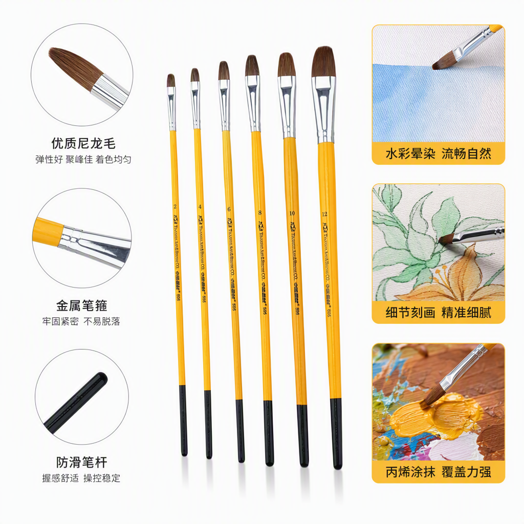 Professional painting yellow-handled multi-color watercolor pen set for children and adults