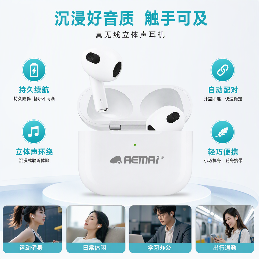 High-quality white earphone storage box, portable earphone packaging box, simple and fashionable earphone protective case, storage bag
