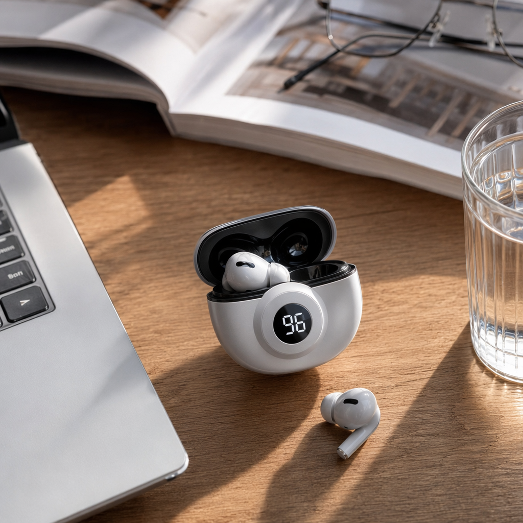 Fashionable blue and white packaging box headphones, high-definition stereo portable music headphones with microphone, suitable for mobile phones and computers details Picture