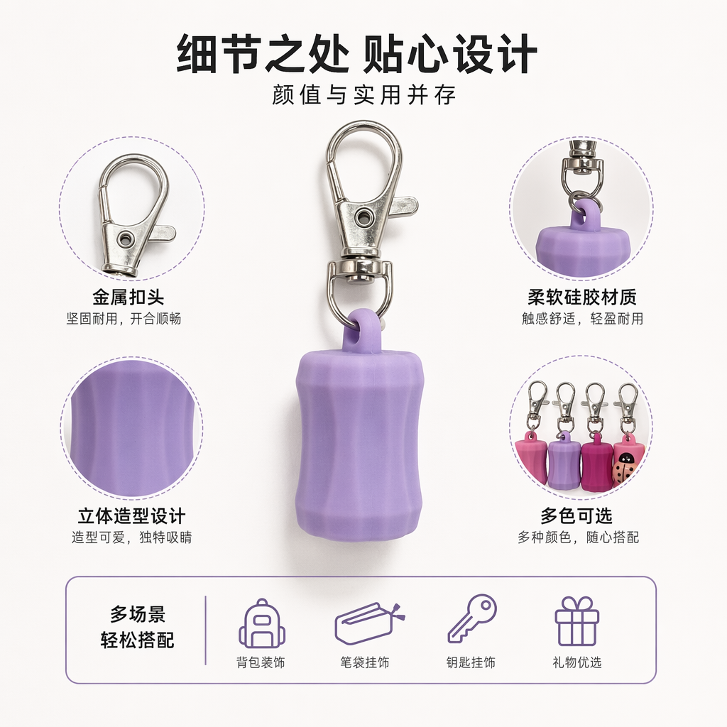 Colorful silicone key pendants, creative cartoon key chains, personalized key rings, couple key accessories and gifts