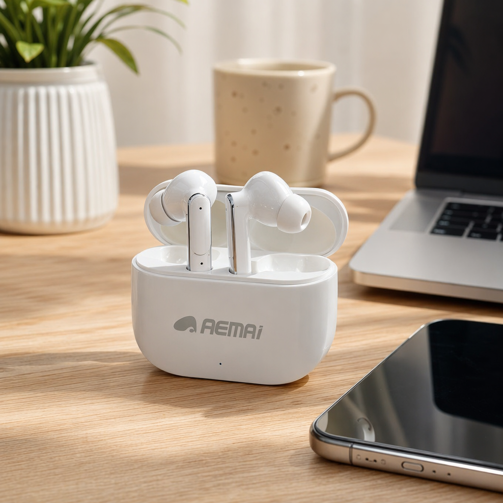 The headphones feature a fashionable blue and white packaging box, high-definition stereo sound, are lightweight and portable, suitable for multiple scenarios, and have a fashionable design details Picture