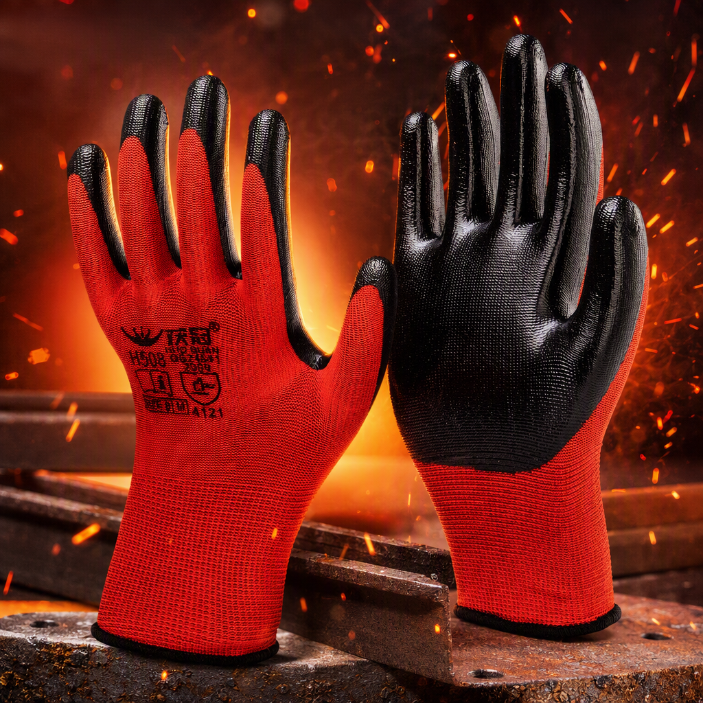 Guantes resistentes a la abrasión de corte multifunción rojo y negro con colores combinados protección laboral guantes de trabajo suministros de protección duraderos - 3