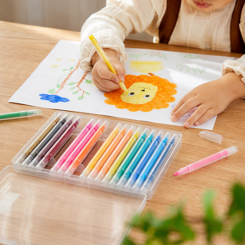 Colorful watercolor pen storage box, portable children's drawing tools, student-specific colorful pen box storage bag details Picture