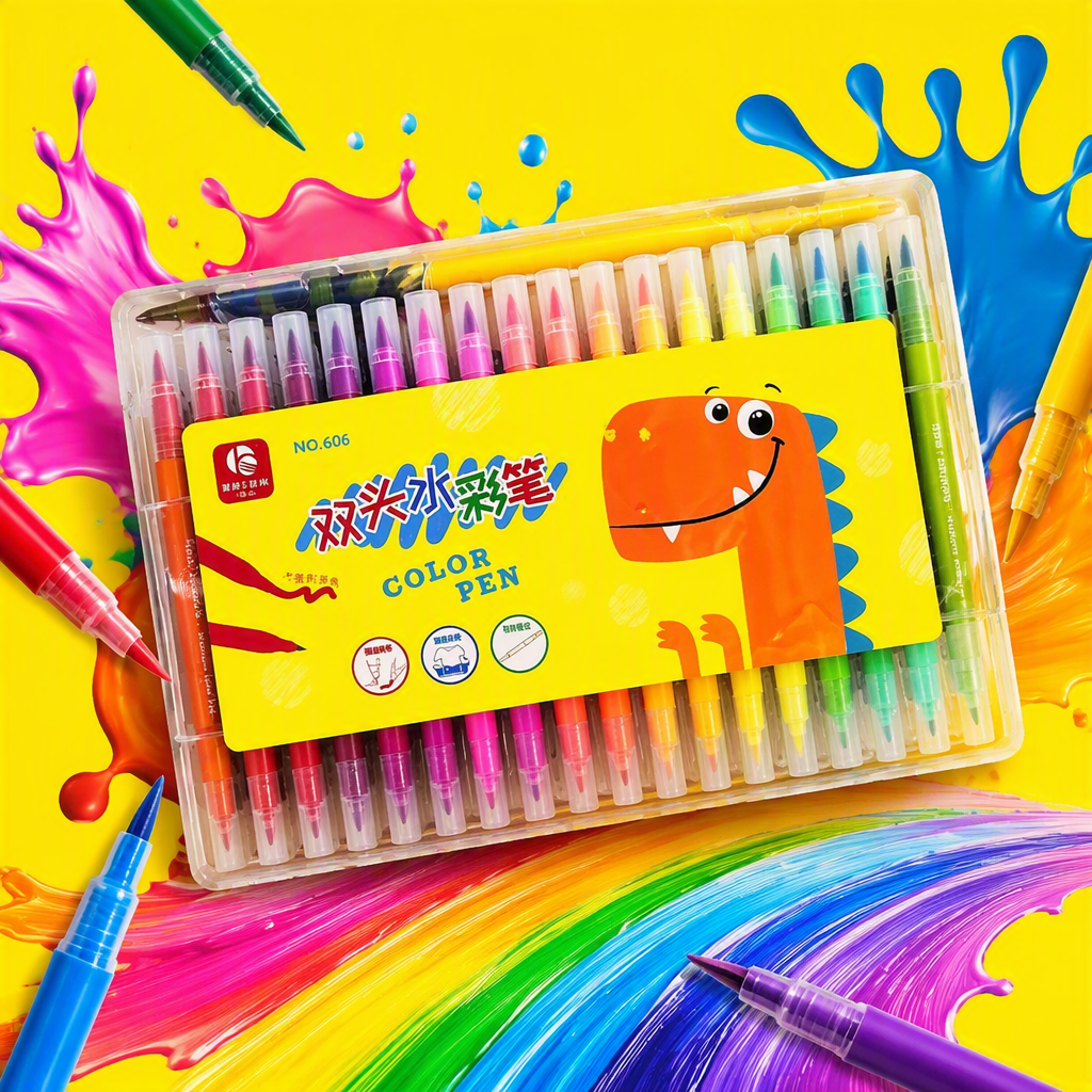 Colorful watercolor pen storage box, portable children's drawing tools, student-specific colorful pen box storage bag Specification image