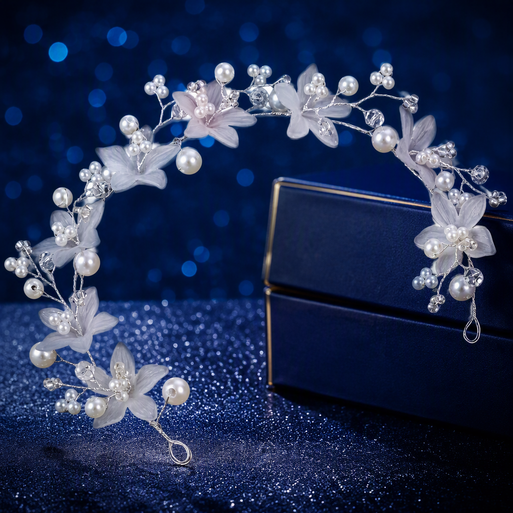Flores blancas con aro de pelo perla para mujeres versión coreana simple y versátil tocado Specification image