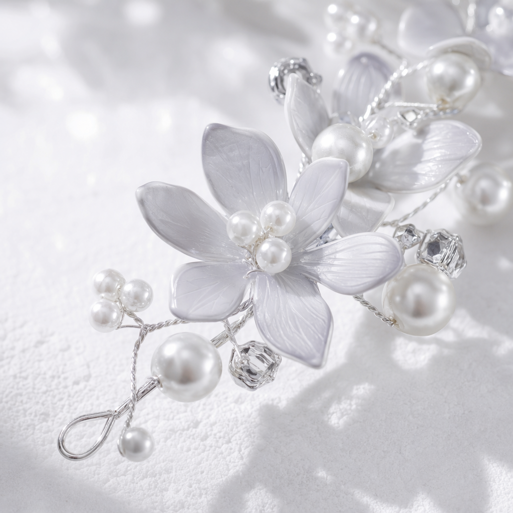 Flores blancas con aro de pelo perla para mujeres versión coreana simple y versátil tocado Application Scenario
