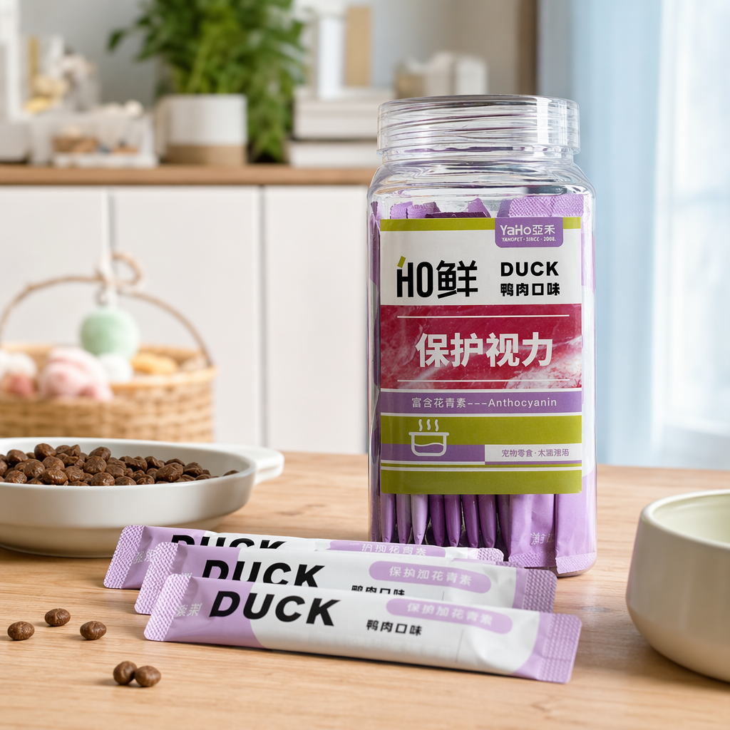 YahHo yahe botella de vidrio transparente pet snacks carne de pato fresco sabor rico en antocianinas protección de la vista salud suplemento nutricional details Picture