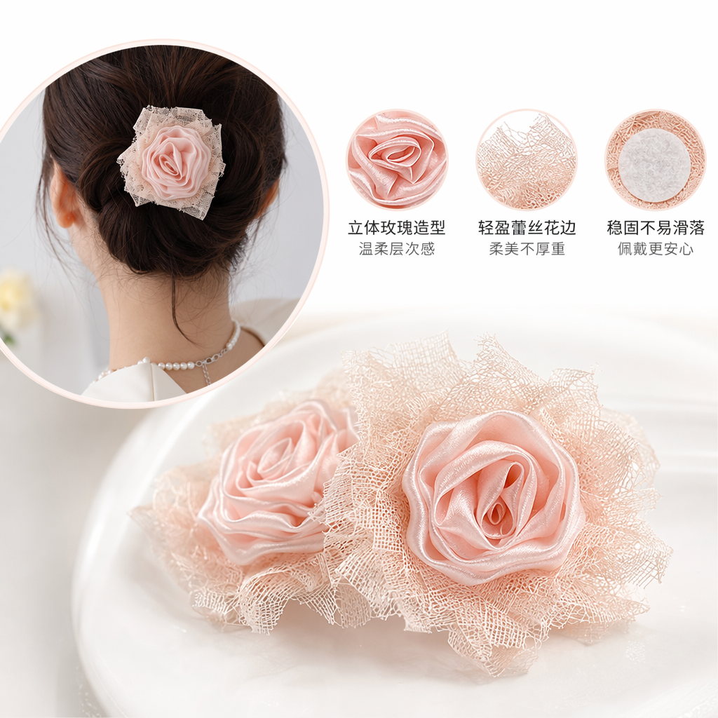 粉色丝质玫瑰花饰品手工创意婚礼装饰家居摆件礼物赠品