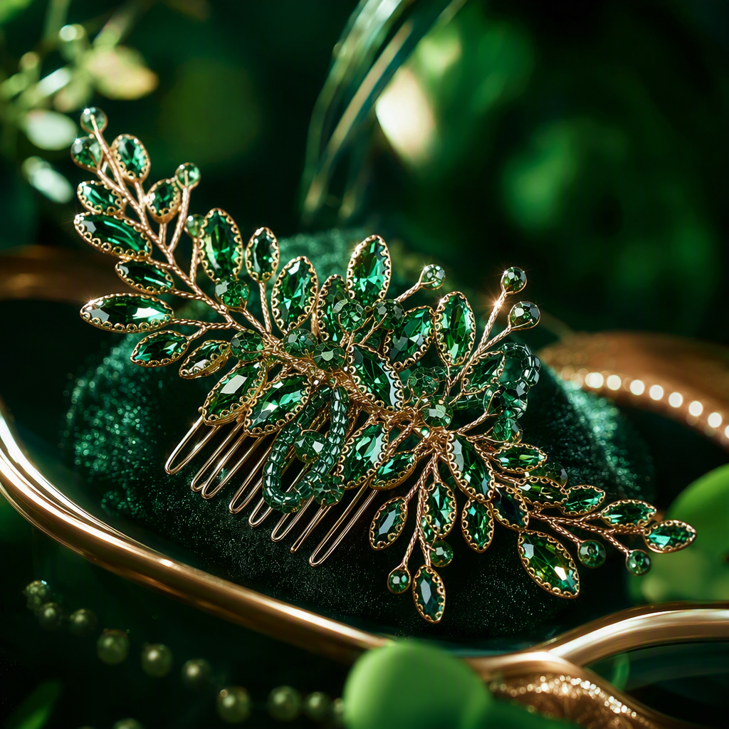 Green gemstone hair comb, natural jade comb, massage the scalp, anti-static and smooth hair Specification image