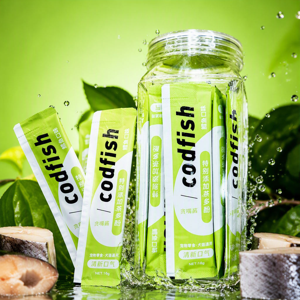 Natural green packaging pet snacks, healthy and nutritious. Delicious snacks specially designed for dogs and cats with free shipping Specification image