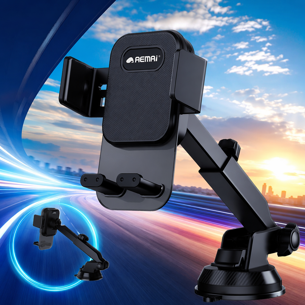The multi-functional black car stand is convenient for holding, anti-slip and stable. It is a mobile phone support stand and an in-car navigation assistant Specification image
