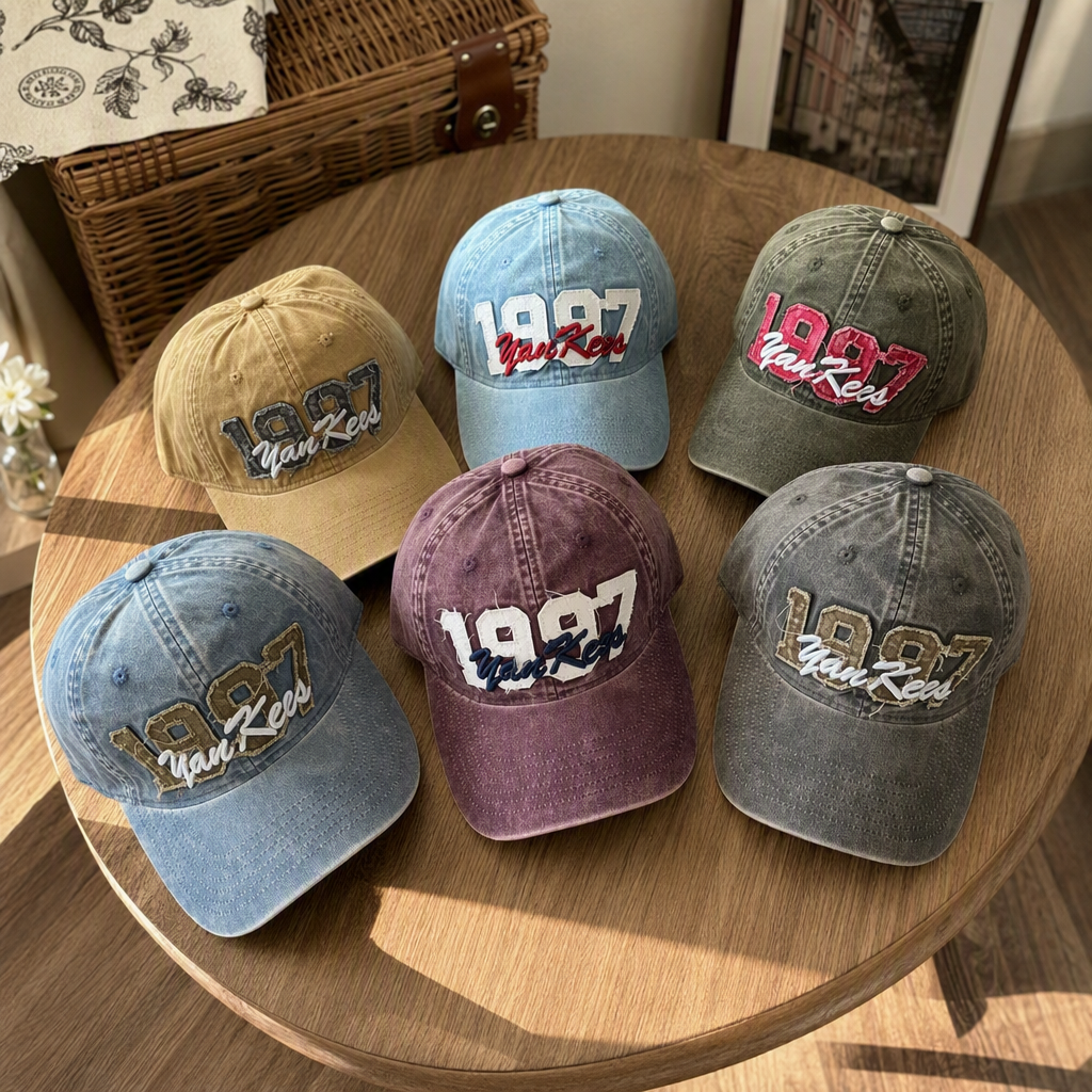 A multi-color denim baseball cap printed with the 1997 YanKees logo, a casual, versatile and trendy cap for both men and women details Picture