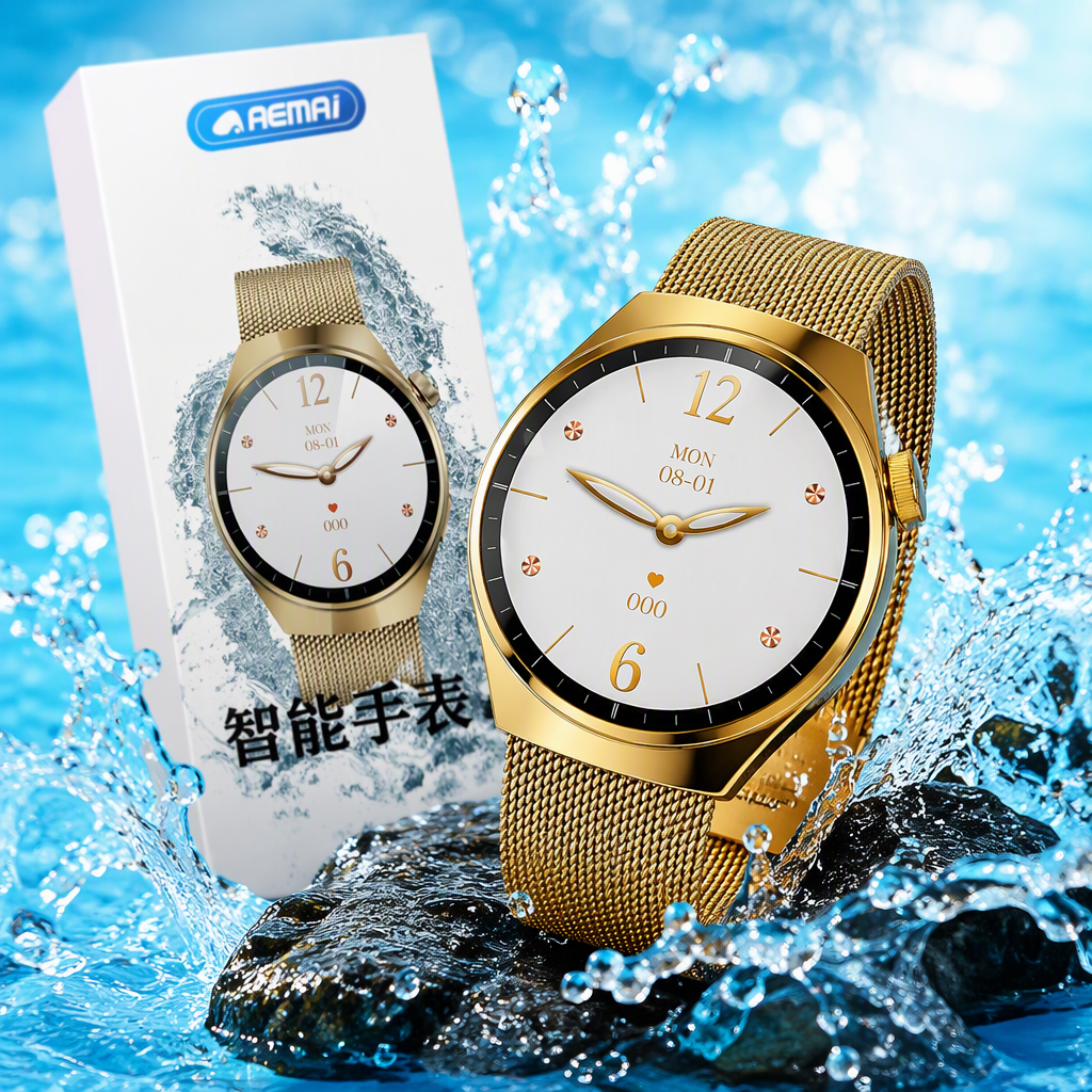 Golden strap smartwatch-specific packaging box, simple and elegant, portable storage box, gift box packaging, accessories display box Specification image