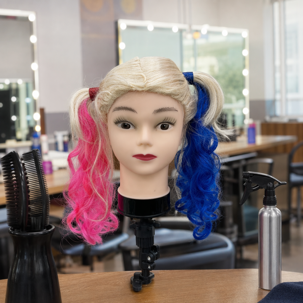 Colorful wigs, doll head models, children's toys, creative dressing accessories, fun DIY handicrafts details Picture