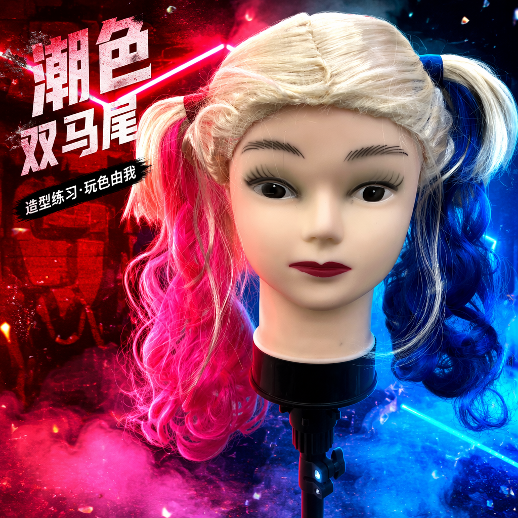 Colorful wigs, doll head models, children's toys, creative dressing accessories, fun DIY handicrafts Specification image