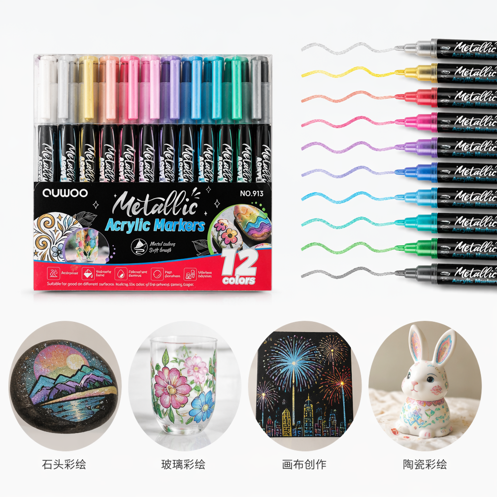 Colorful metal acrylic marker pen set, creative painting diary, writing art supplies gift box