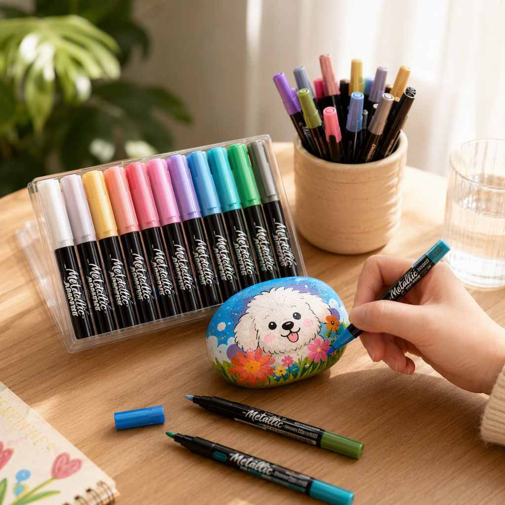 Colorful metal acrylic marker pen set, creative painting diary, writing art supplies gift box details Picture