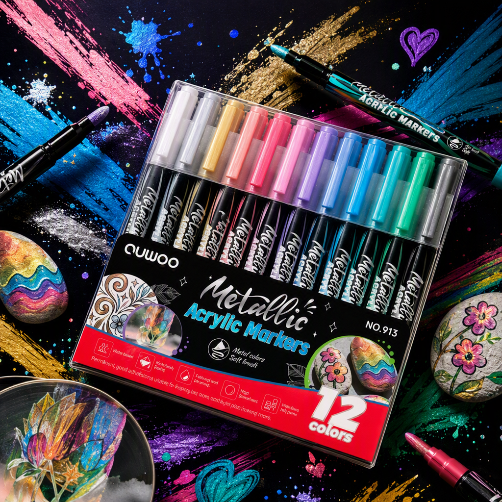 Colorful metal acrylic marker pen set, creative painting diary, writing art supplies gift box Specification image