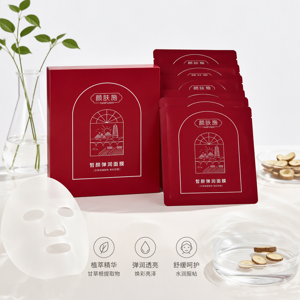 Customized printed color box for red facial mask packaging bags and outer boxes, special gift box set for facial masks