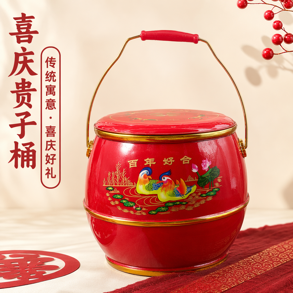 红色提篮礼盒节日送礼手提装饰品家庭装饰创意礼品包装盒