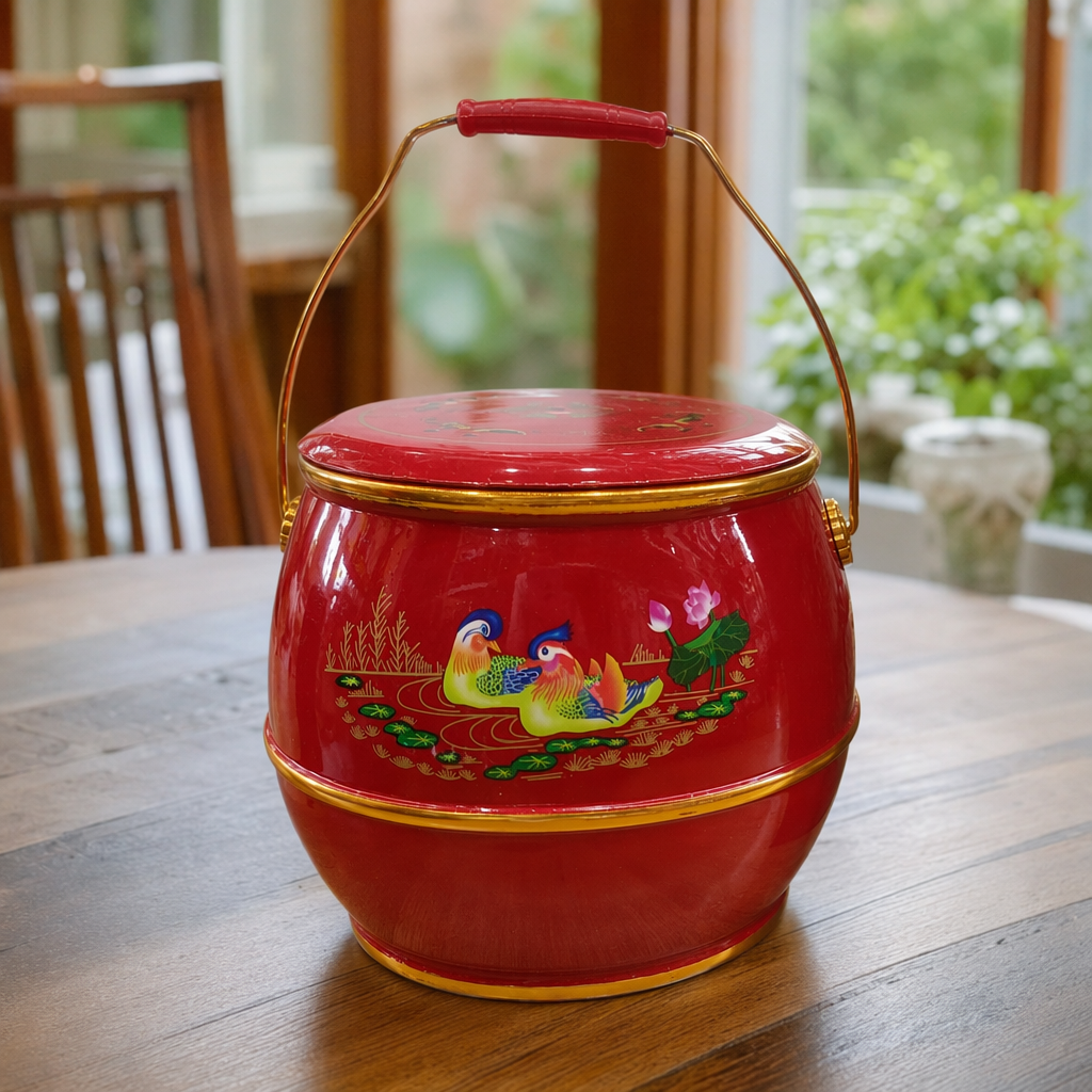 Red basket gift box, festival gift, hand-held decoration, home decoration, creative gift packaging box details Picture
