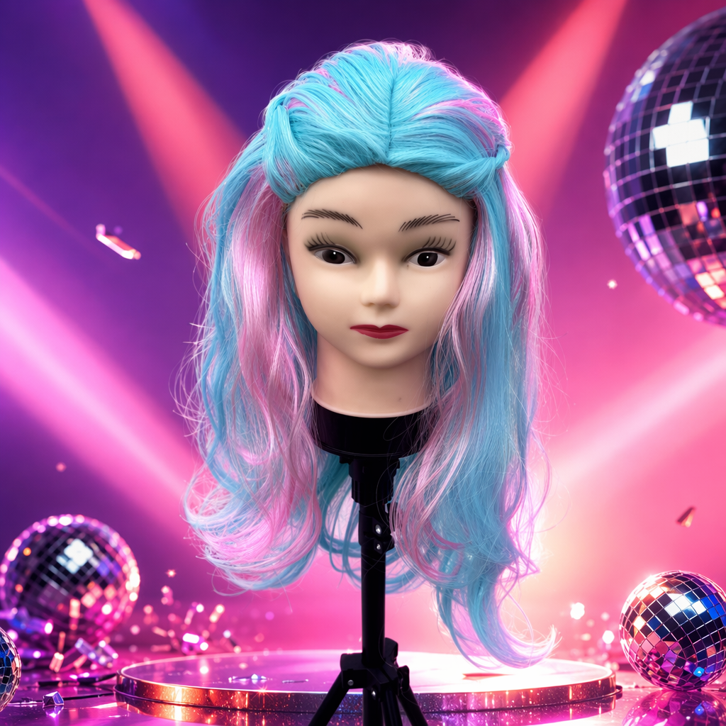 Colorful wig models, adult and children's hairstyle display models, colorful hairstyle simulation hair models, styling practice tools Specification image