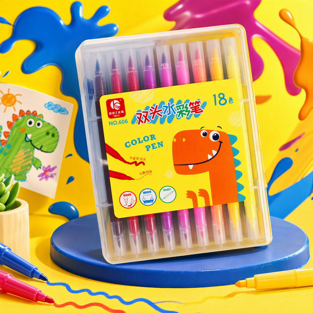 Colorful watercolor pen storage box, portable children's painting supplies, student colored pen box, creative stationery storage bag Specification image