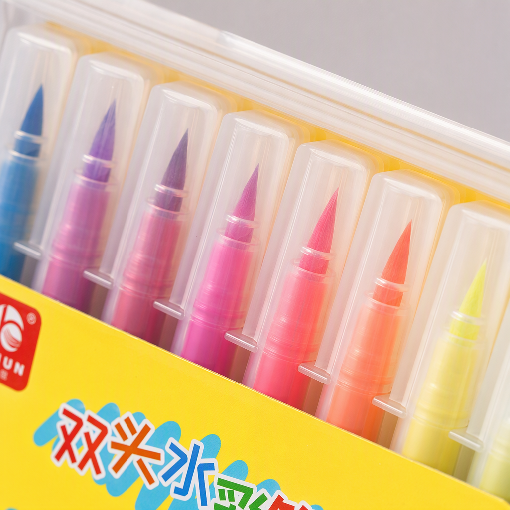 Colorful watercolor pen storage box, portable children's painting supplies, student colored pen box, creative stationery storage bag Application Scenario