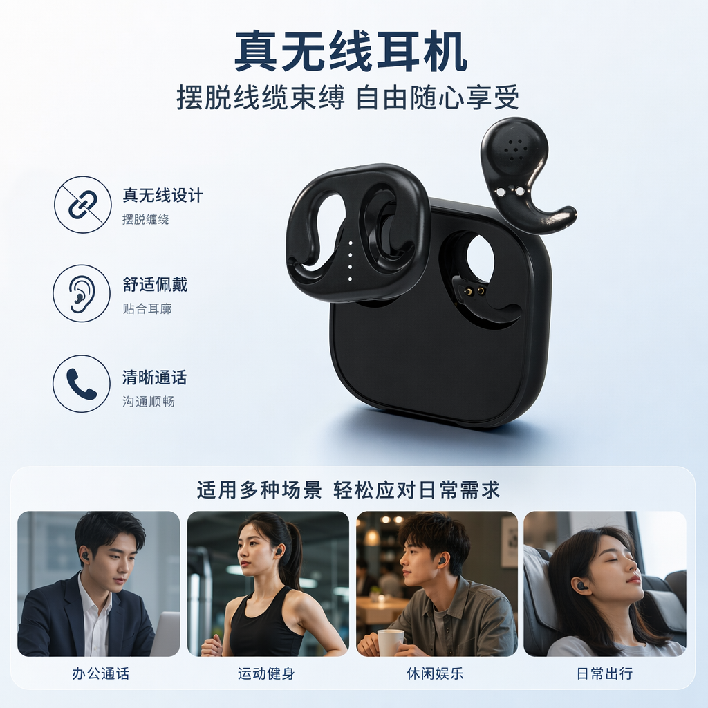 Blue and white packaged wireless headphones with high-definition stereo sound, lightweight and portable, suitable for both mobile phones and computers