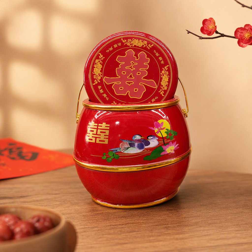 Red festive gift box Double Happiness porcelain Jar set, high-end, elegant, festive and auspicious decoration for festival gifts