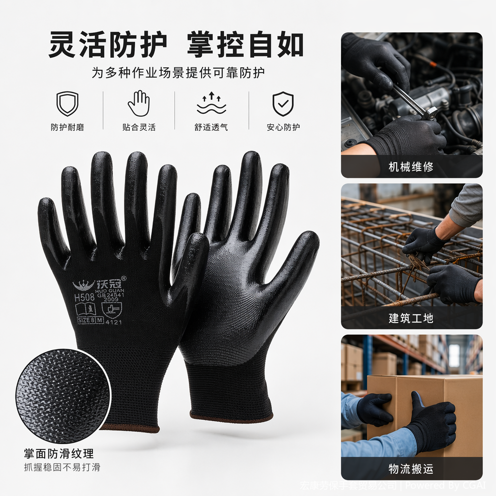 Guantes de protección anticorte negro de alta resistencia resistencia al desgaste resistencia al aceite mantenimiento mecánico aplicable equipo de protección de seguridad