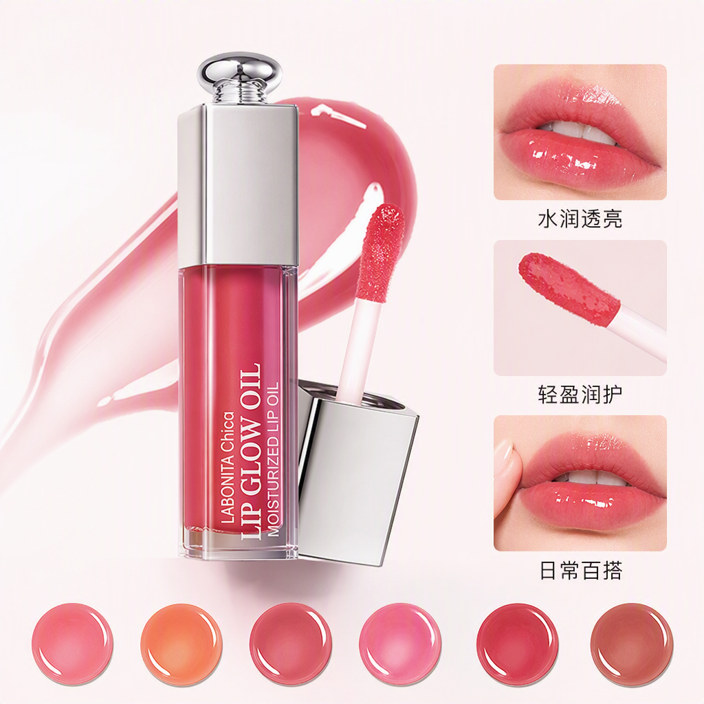 LA BONITA Chica pink express представляет собой смесь масла для губ с серебряным покрытием красной трубы с красной крышкой