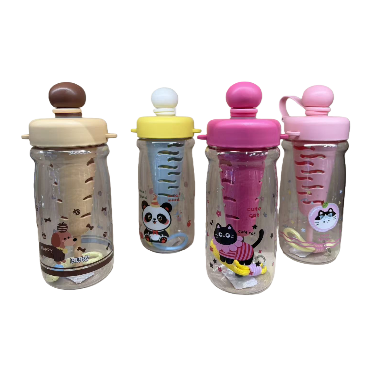 Creative and colorful cartoon pattern water cups, children's portable leak-proof water bottles with straws, summer new products for students Item Picture