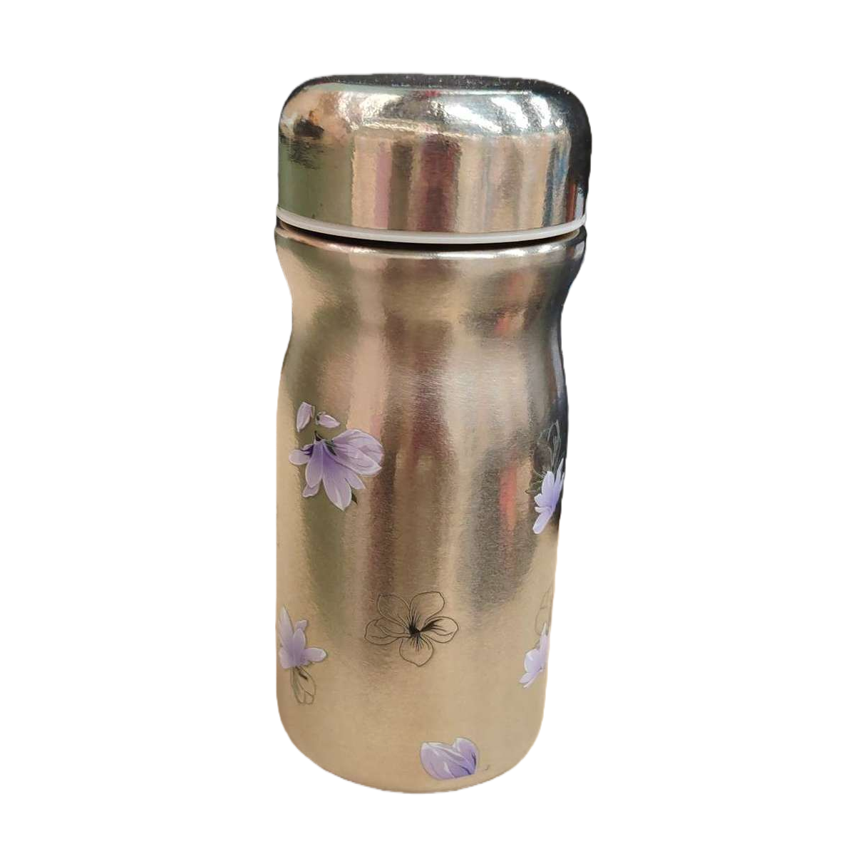 Plata thermal tazas con patrón de flor púrpura portátil thermal tazas de viaje al aire libre para estudiantes regalo regalo Item Picture