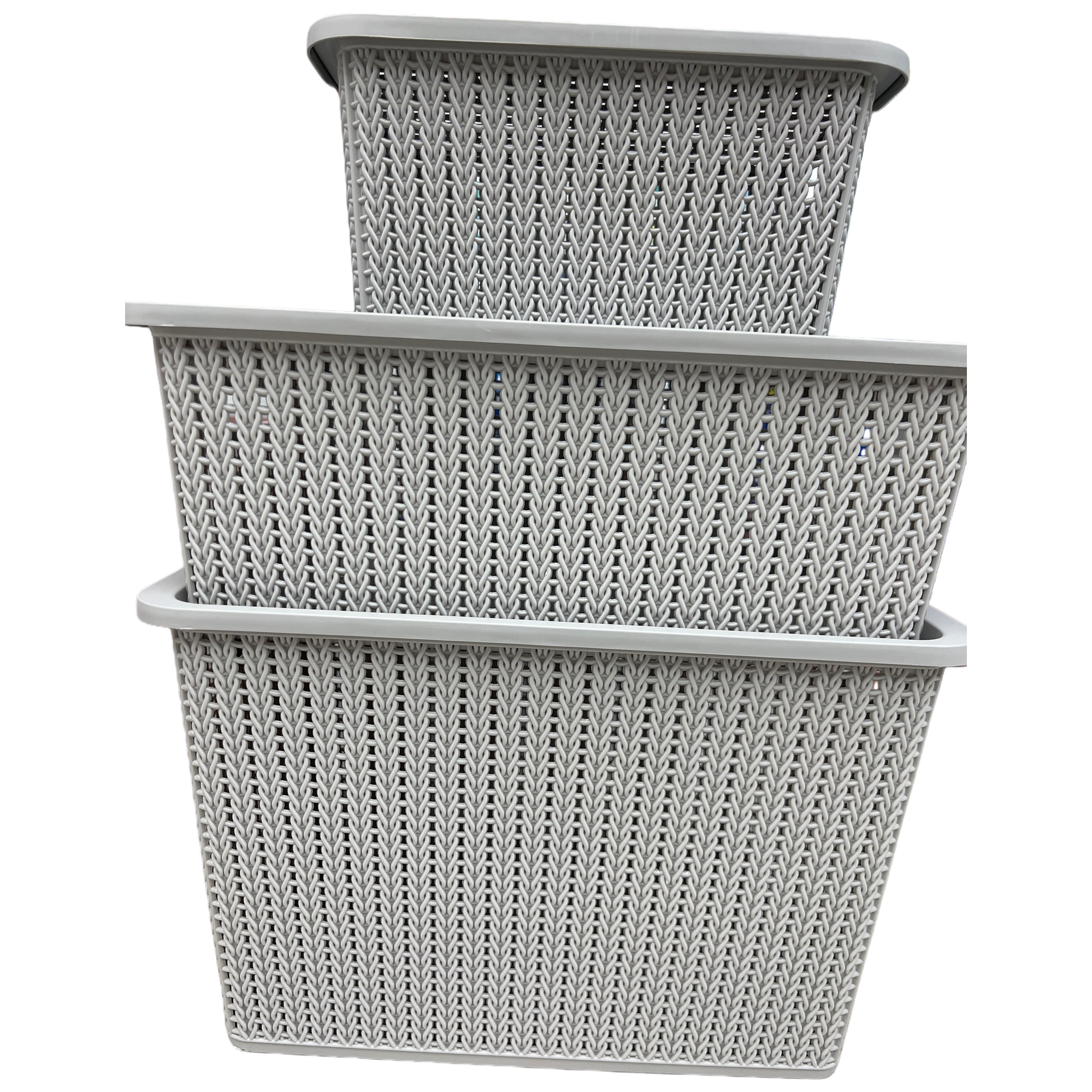 Multi-functional grey woven texture storage basket, home organizing storage basket, miscellaneous storage box, simple storage box Item Picture