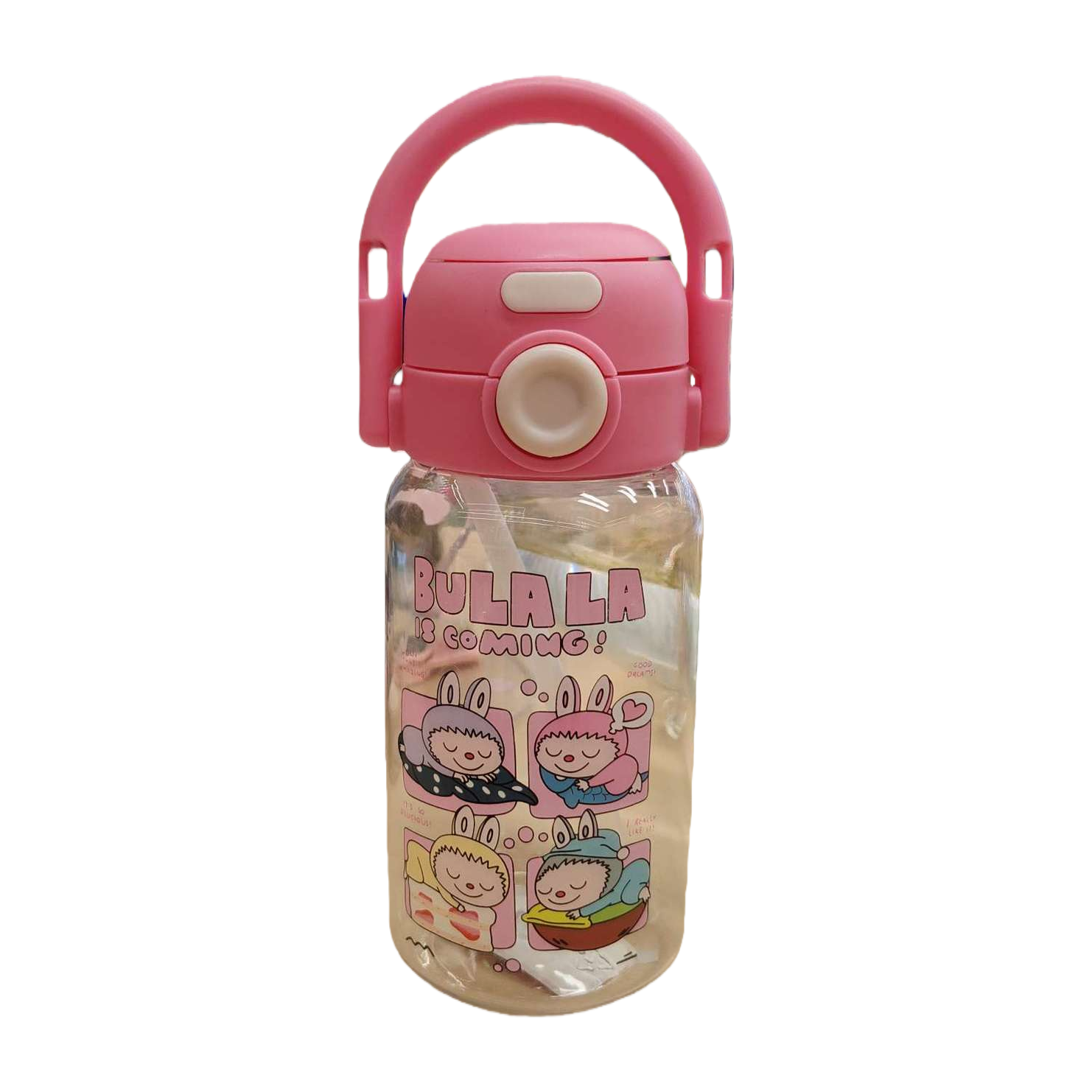 Pink portable water cup with handle leak-proof student sports portable cup, plastic water bottle, capacity 750ml Item Picture